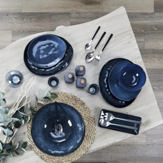 Ceramiczny talerz płaski japandi Kaigun V granatowy