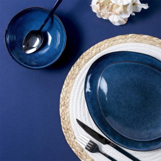 Ceramiczny talerz płaski japandi Kaigun V granatowy