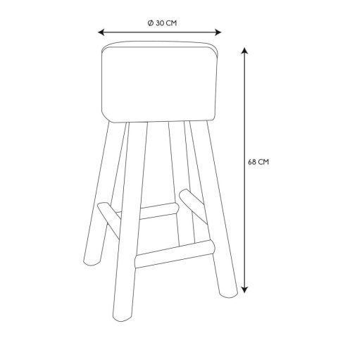 Schemat techniczny stołka Shiro z zaznaczoną wysokością 68 cm oraz średnicą siedziska 30 cm.