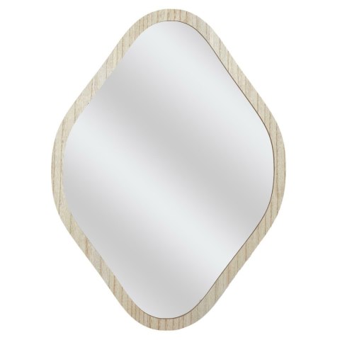 Unikalne geometryczne lustro ścienne Rokkaku z wąską ramą MDF w naturalnym kolorze drewna.