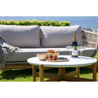 Drewniany stolik kawowy terrazzo japandi 84,5 cm Akibona