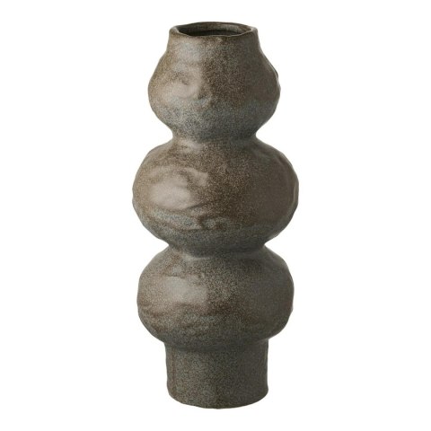 Trójpoziomowy ceramiczny wazon Tsuchi w kolorze ciemnej ziemi, widok z przodu na białym tle.