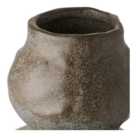 Detal szyjki i chropowatej, mineralnej struktury górnego segmentu wazonu japandi Tsuchi.
