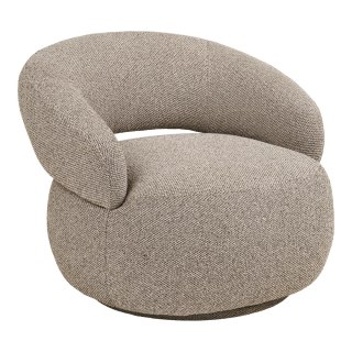 Obrotowy fotel z tkaniny strukturalnej japandi Tetsuiro - 88x83x72 cm