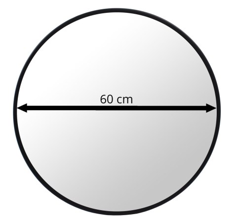 Front czarnego lustra Kagami Kuro z zaznaczoną linią średnicy określającą szerokość 60 cm.