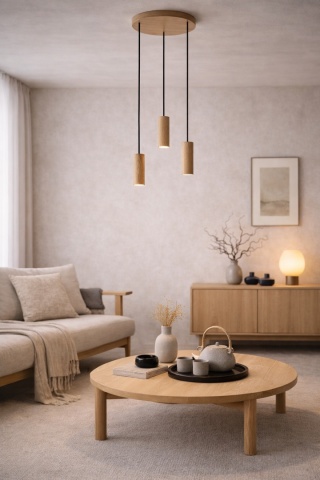 Lampa wisząca dębowa japandi Take