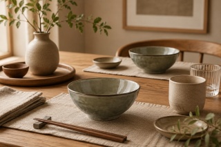 Ceramiczna misa kuchenna japandi Midori I oliwkowa