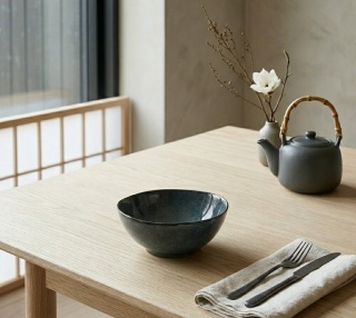 Ceramiczna misa kuchenna japandi Midori III granatowa
