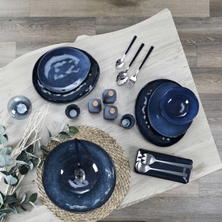 Ceramiczna misa kuchenna japandi Midori III granatowa