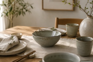 Ceramiczna misa kuchenna japandi Midori II oliwkowa