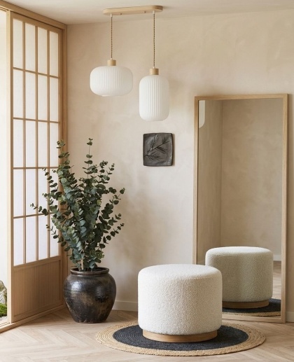 Drewniane lustro ścienne japandi 110x45 cm Mori Noe I