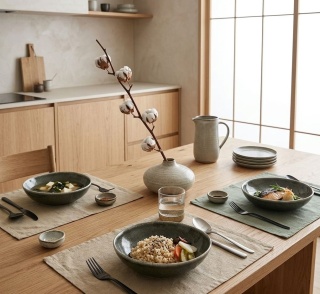 Ceramiczny talerz głęboki japandi Kuroi mori III