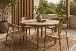 Drewniany stół ogrodowy terrazzo japandi 120 cm Okibona
