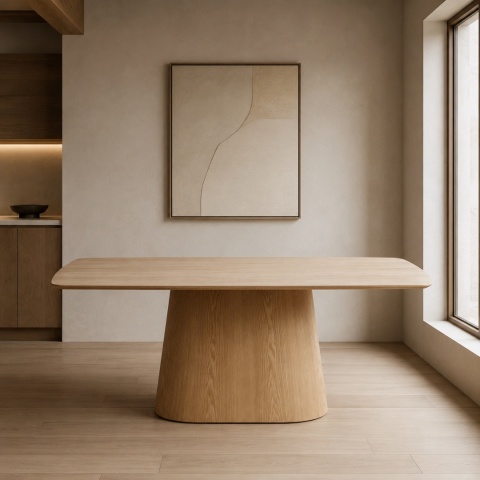 Prostokątny beżowy stół ceramiczny japandi Doha