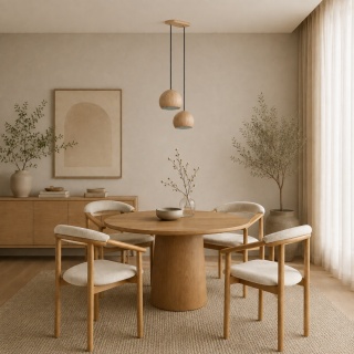 Dębowa lampa wisząca japandi Tama II