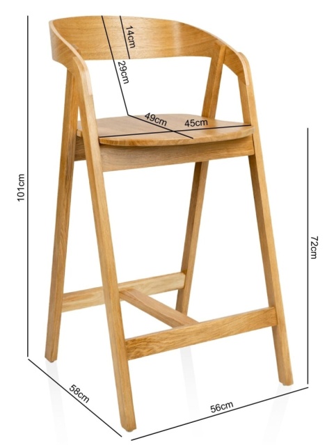 Hoker dębowy Aori Natural - wymiary