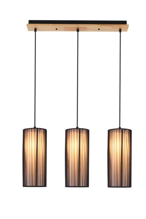 lampa wisząca czarna Yogiri III z trzema podłużnymi kloszami na listwie