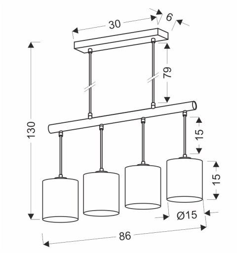 lampa wisząca Rei Yon – rysunek techniczny z wymiarami