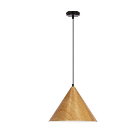 lampa wisząca dębowa Koan II ze stożkowym kloszem