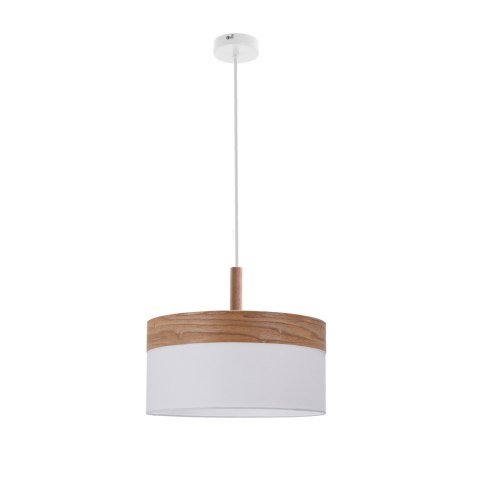 lampa wisząca biała z drewnem Nagomi na białym zawiesiu