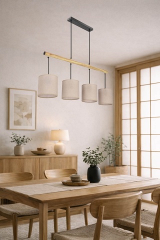 Lampa wisząca 4 punktowa japandi beżowa Rei Yon