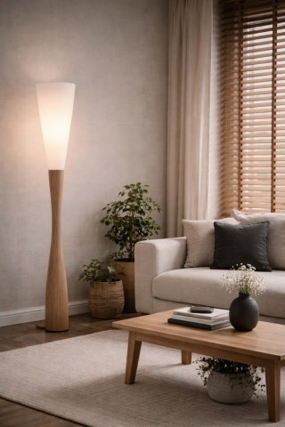 Lampa podłogowa japandi biała Shin Shiro