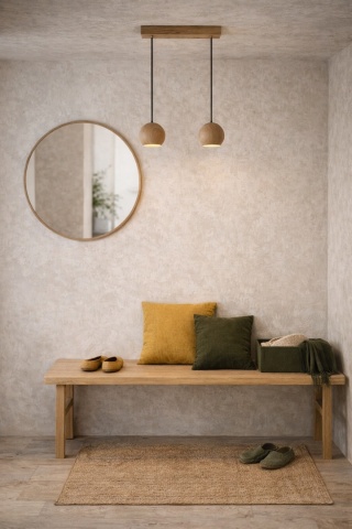Lampa wisząca dębowa japandi Tama II