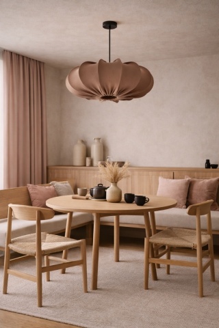 Lampa wisząca brązowa tkaninowa japandi Hanae Koge
