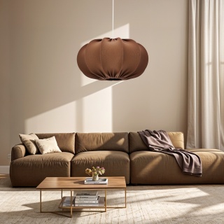 Lampa wisząca brązowa tkaninowa japandi Hanae Koge