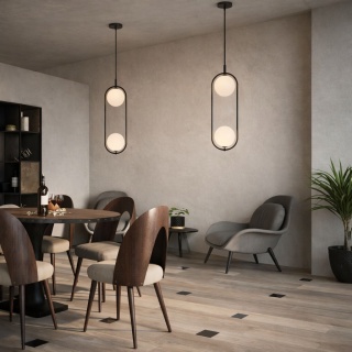 Lampa wisząca czarna szklana japandi Tsuki II