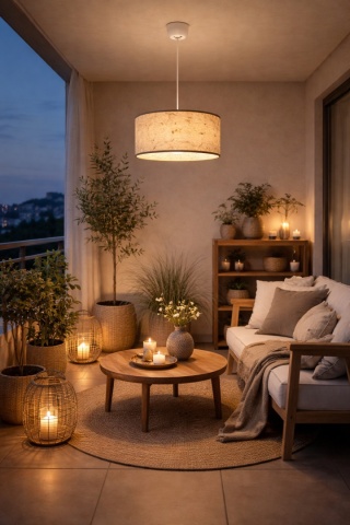 Lampa wisząca beżowa japandi Washi