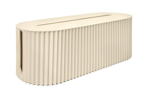 Elegancki, ryflowany organizer na kable Kaba w kolorze beżowym na białym tle.