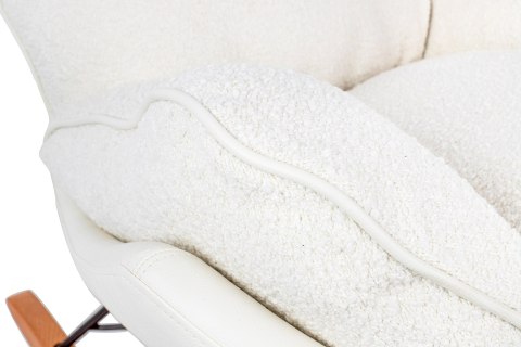Fotel bujany japandi biały z drewnianymi płozami Yuragi