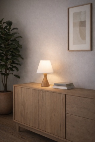 Lampa stołowa drewniana japandi Hinoki Tēburu
