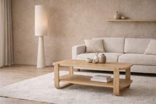 Lampa podłogowa japandi lniana beżowa 130 cm Kinari Taka