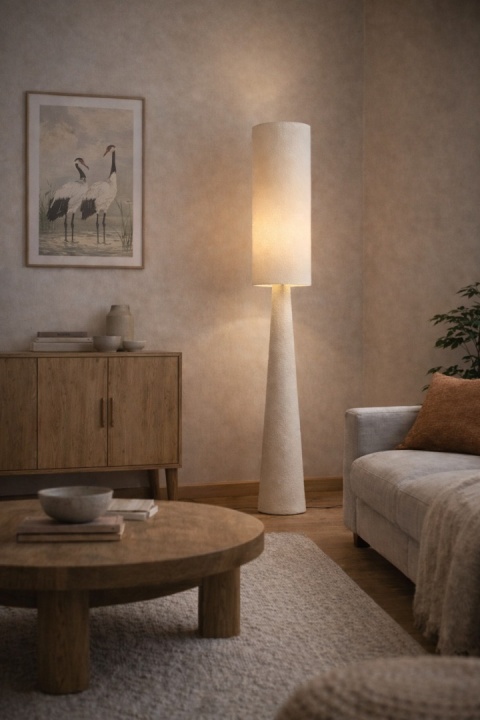 lampa podłogowa kinari sei 190 w salonie przy sofie