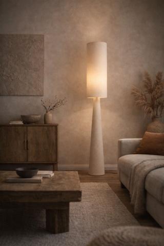 Lampa podłogowa japandi lniana beżowa Kinari Sei 190 cm