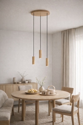 Lampa wisząca dębowa japandi Take