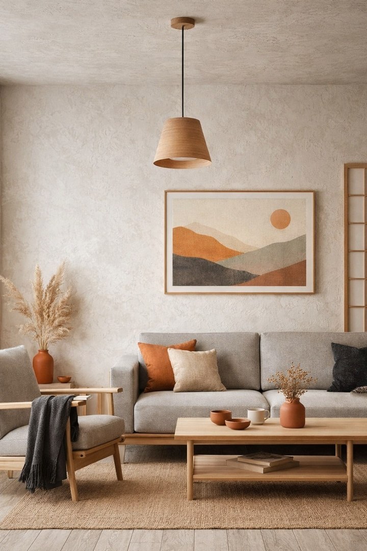 Lampa drewniana japandi